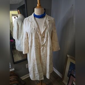 Stunning J. Jill Elegant Cream Embroidered Stroller Coat